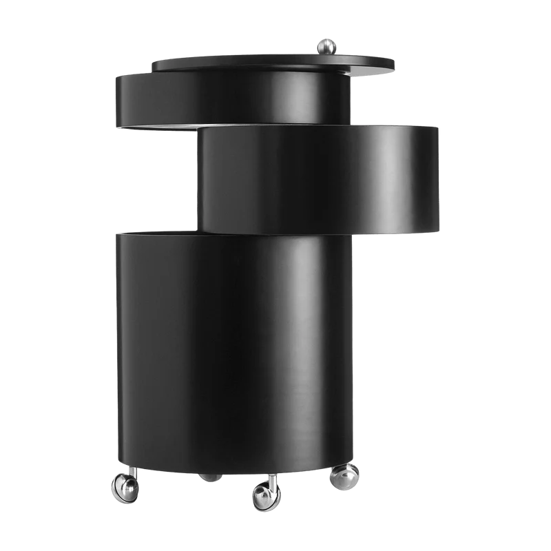 Table d'appoint sur roues en bois moulé noire Barboy - Verpan