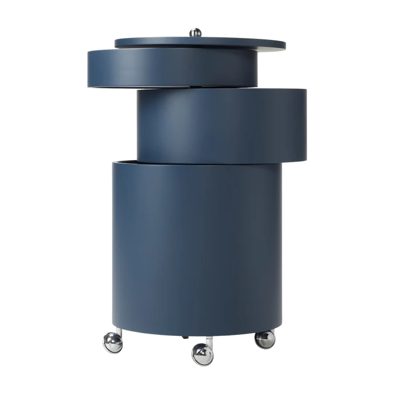 Table d'appoint sur roues en bois moulé bleue Barboy - Verpan