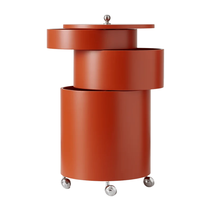 Table d'appoint sur roues en bois moulé orange Barboy - Verpan