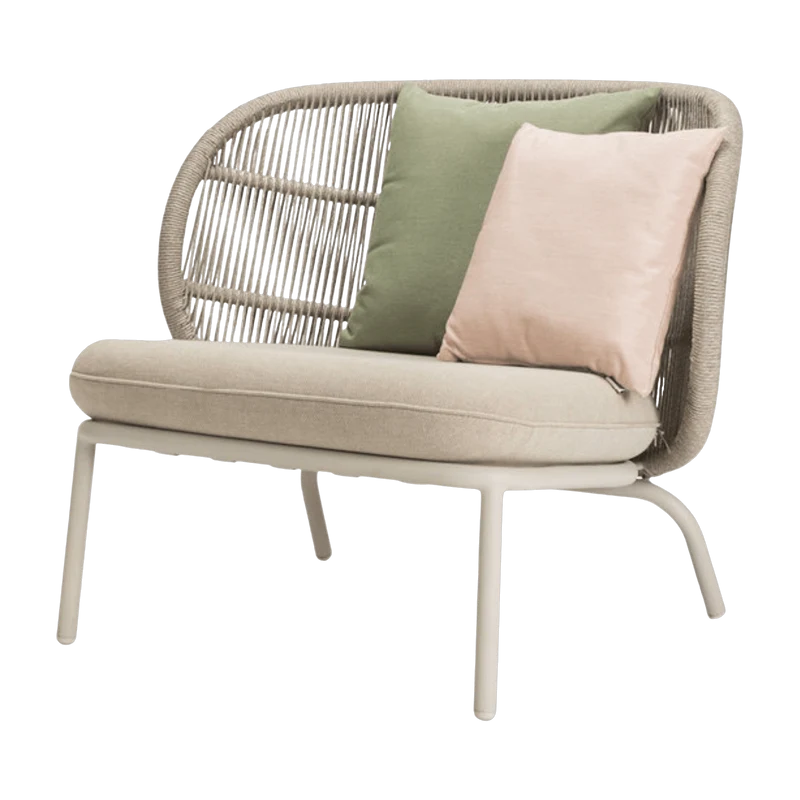 Chaise lounge de jardin blanche et tissu almond Kodo - Vincent Sheppard