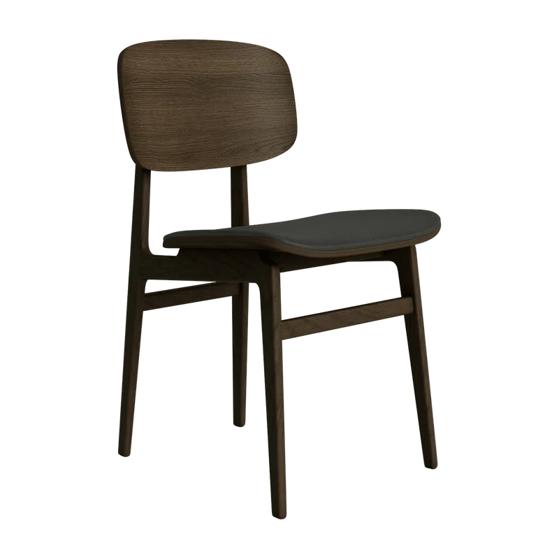 Chaise en chêne fumé et rembourrage en cuir anthracite NY11 - NORR11