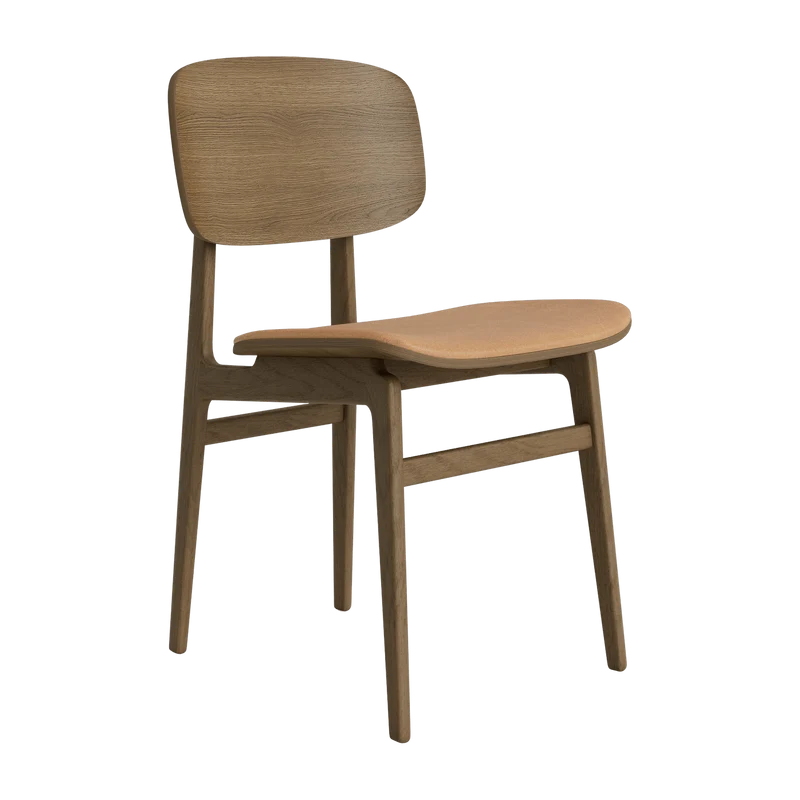 Chaise en chêne fumé clair et rembourrage en cuir camel NY11 - NORR11