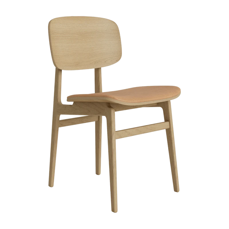 Chaise en chêne naturel et rembourrage en cuir camel NY11 - NORR11