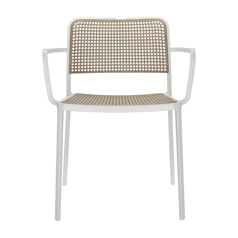 Chaise avec accoudoirs sable et blanche Audrey - Kartell