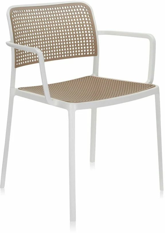 Chaise avec accoudoirs sable et blanche Audrey - Kartell