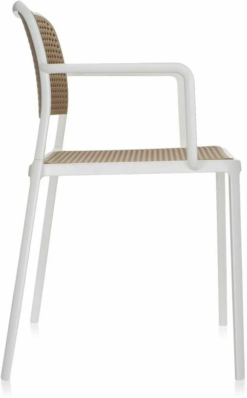 Chaise avec accoudoirs sable et blanche Audrey - Kartell