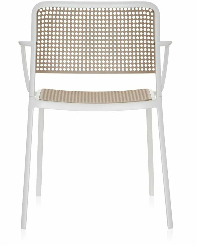 Chaise avec accoudoirs sable et blanche Audrey - Kartell