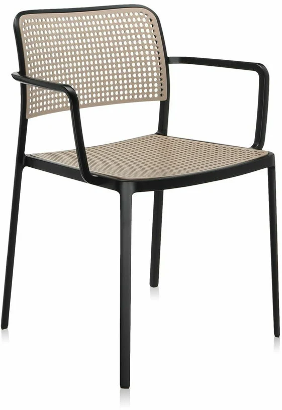 Chaise avec accoudoirs sable et noir Audrey - Kartell