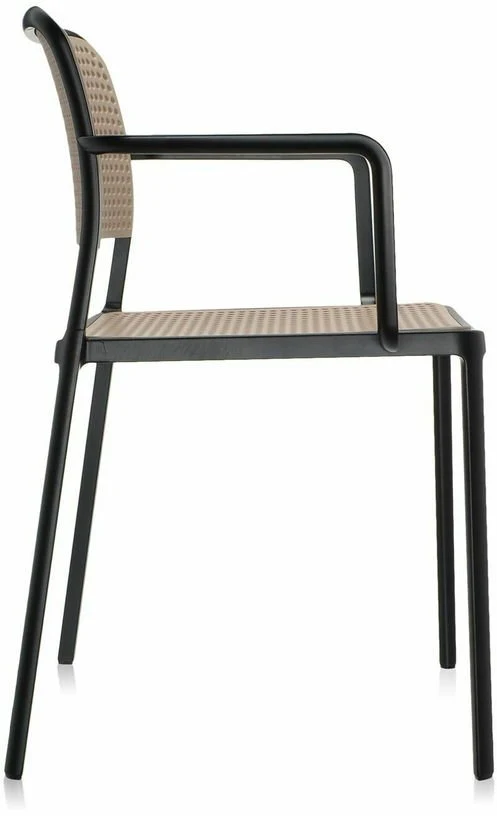 Chaise avec accoudoirs sable et noir Audrey - Kartell