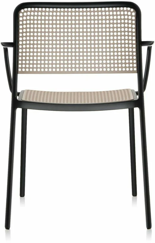 Chaise avec accoudoirs sable et noir Audrey - Kartell
