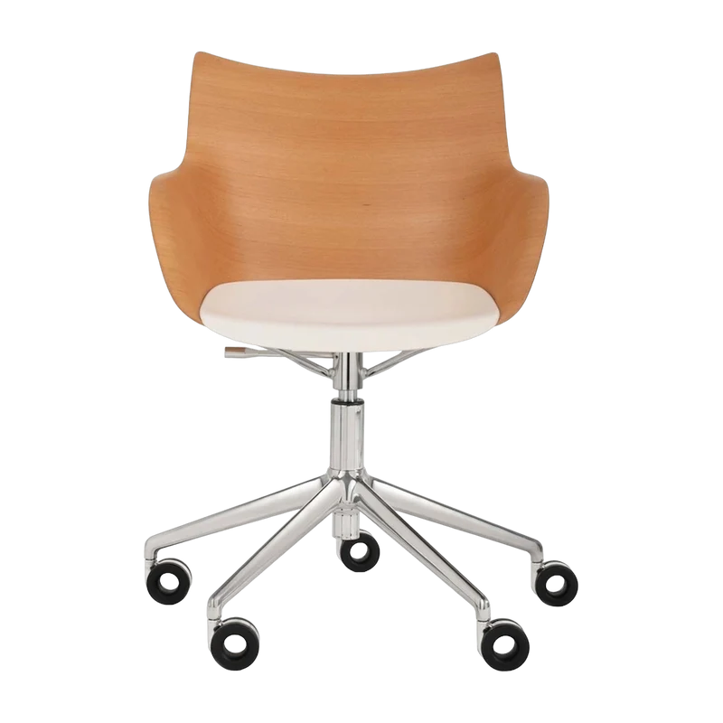 Chaise à roulettes en bois clair Q/Wood - Kartell