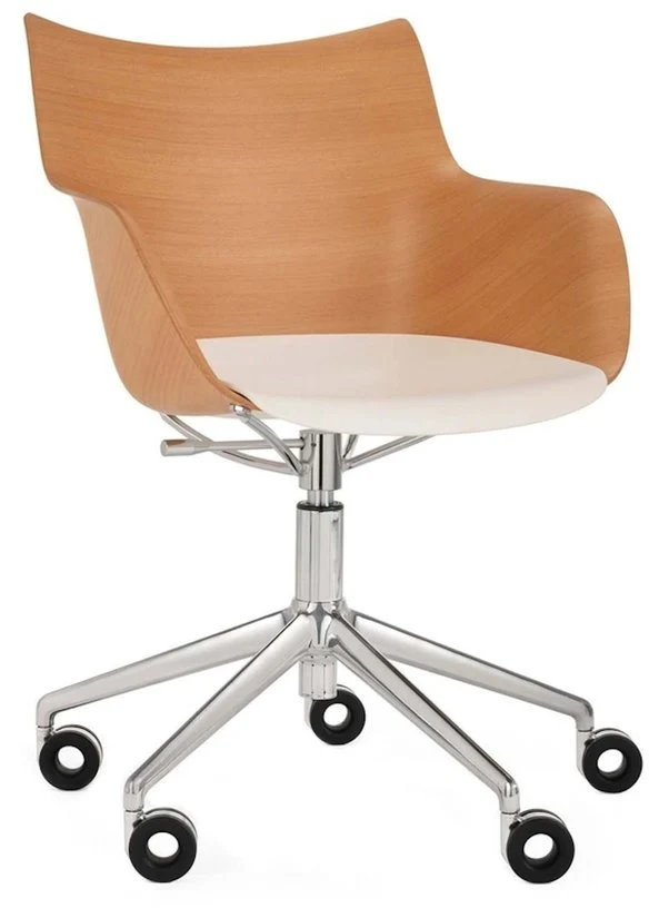 Chaise à roulettes en bois clair Q/Wood - Kartell