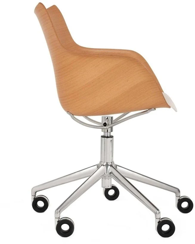 Chaise à roulettes en bois clair Q/Wood - Kartell