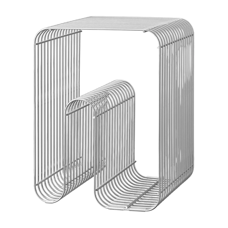 Tabouret et rangement magazine chrome 32 cm Curva - AYTM