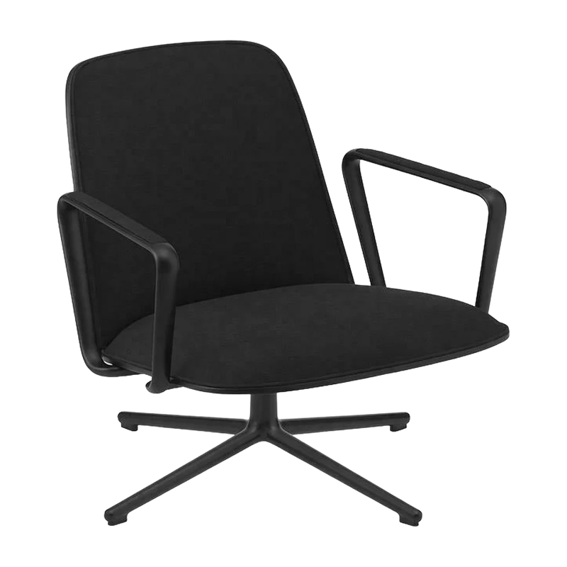 Chaise de bureau basse pivotante en aluminium noir océanique 43,5 cm Pad Lounge - Normann Copenhagen