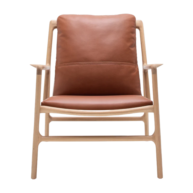 Fauteuil en chêne et cuir whisky Dedo easy chair - Gazzda