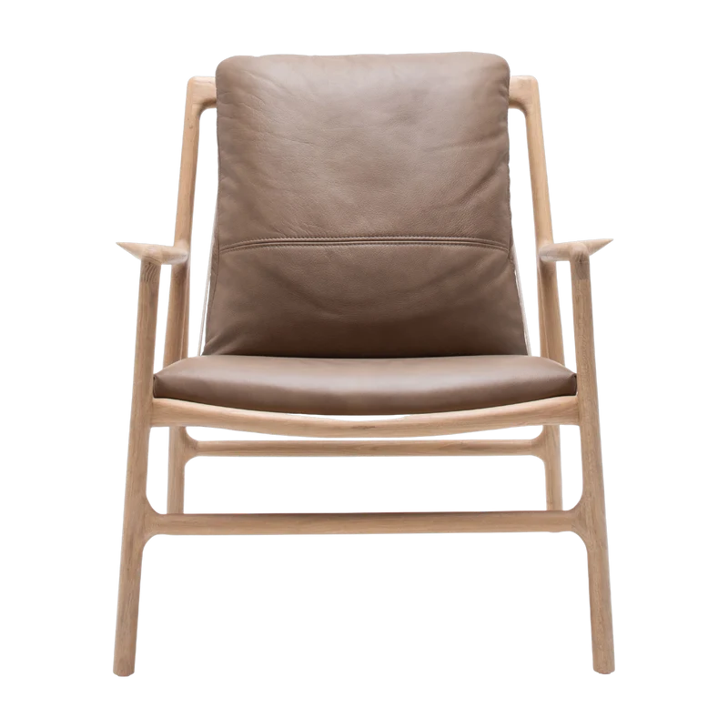 Fauteuil en chêne et cuir stone Dedo easy chair - Gazzda