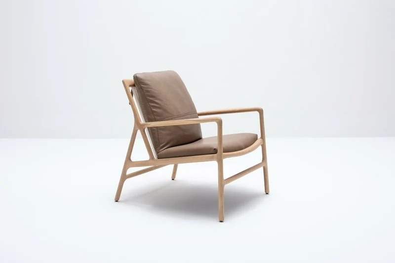 Fauteuil en chêne et cuir stone Dedo easy chair - Gazzda