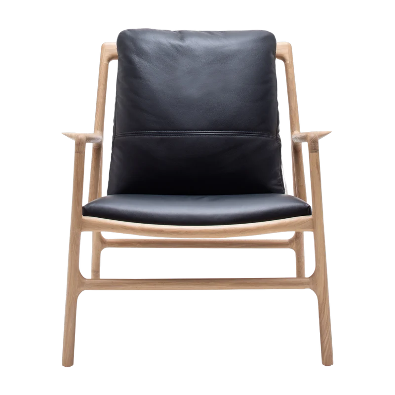 Fauteuil en chêne et cuir noir Dedo easy chair - Gazzda