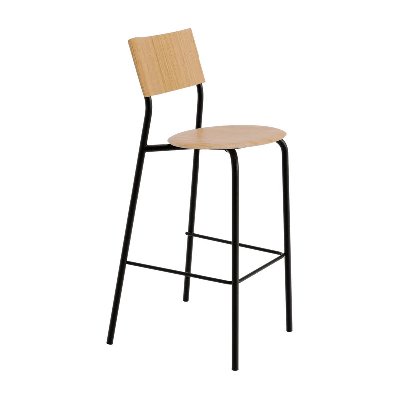 Chaise de bar en chêne et acier noir graphite 75 cm SSD - TIPTOE
