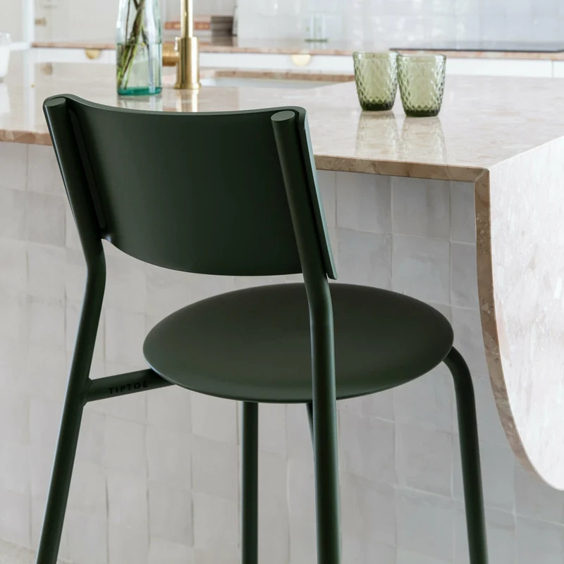 Chaise de bar en plastique recyclé noir graphite 75 cm SSD - TIPTOE