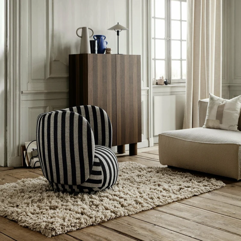 Fauteuil lounge louisiana sable et noir Rico - Ferm Living