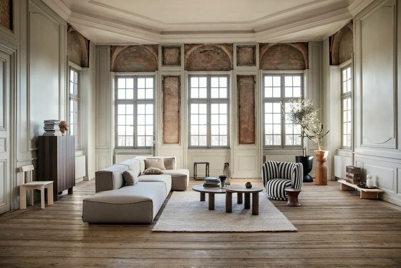 Fauteuil lounge louisiana sable et noir Rico - Ferm Living