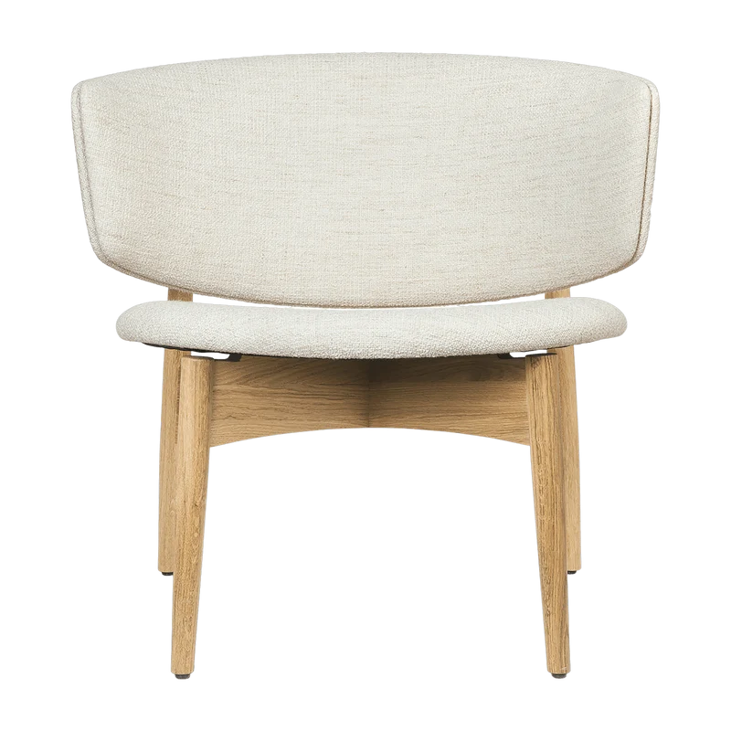 Fauteuil lounge en chêne massif naturel et tissu bouclé écru Herman - Ferm Living