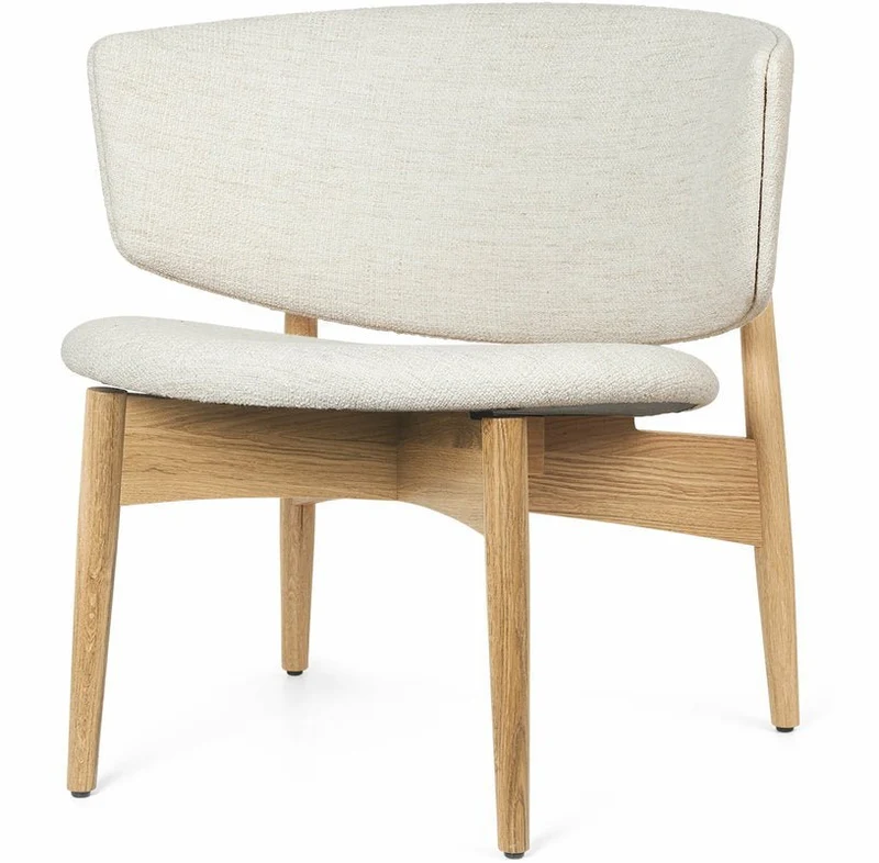 Fauteuil lounge en chêne massif naturel et tissu bouclé écru Herman - Ferm Living