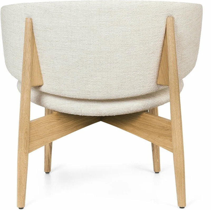Fauteuil lounge en chêne massif naturel et tissu bouclé écru Herman - Ferm Living