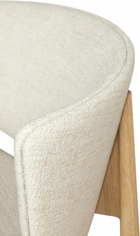 Fauteuil lounge en chêne massif naturel et tissu bouclé écru Herman - Ferm Living