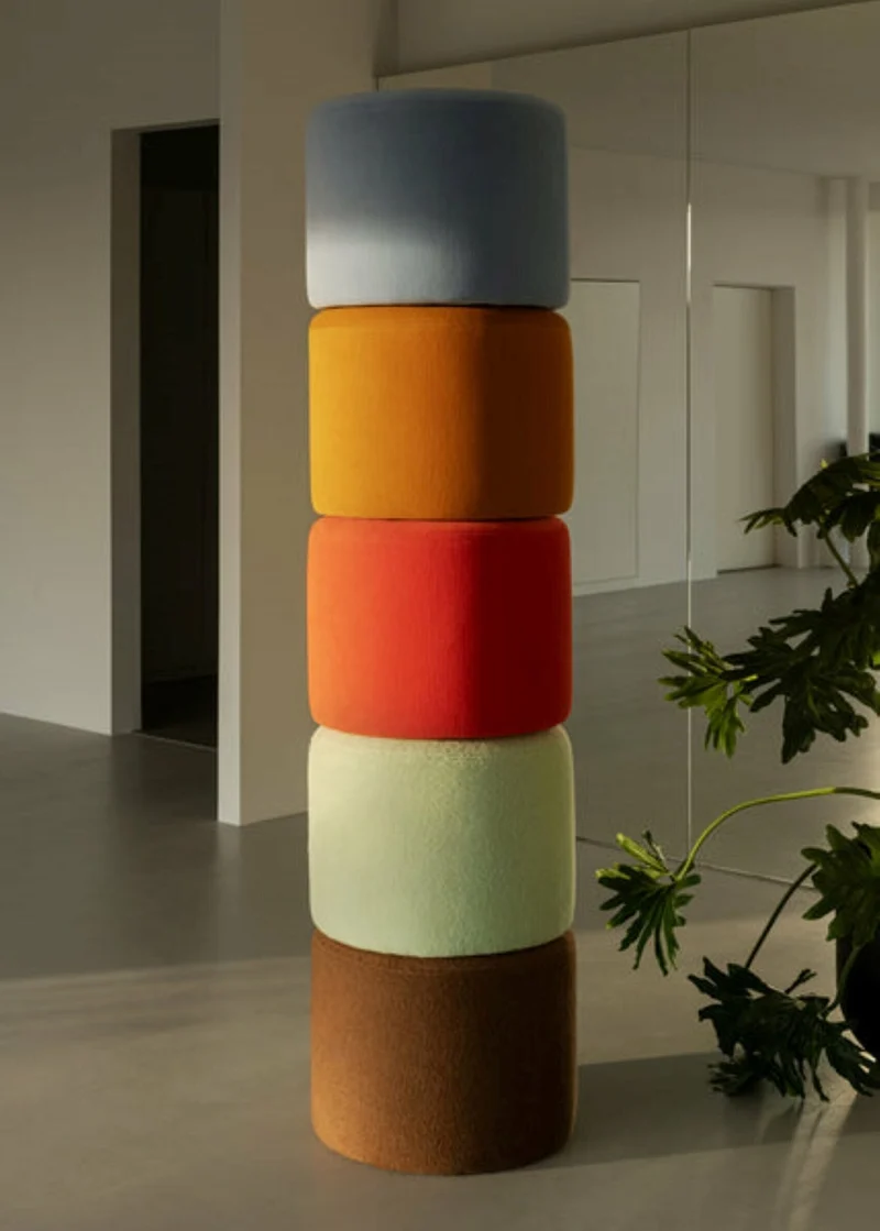 Pouf rond en laine noir Bon - Hem