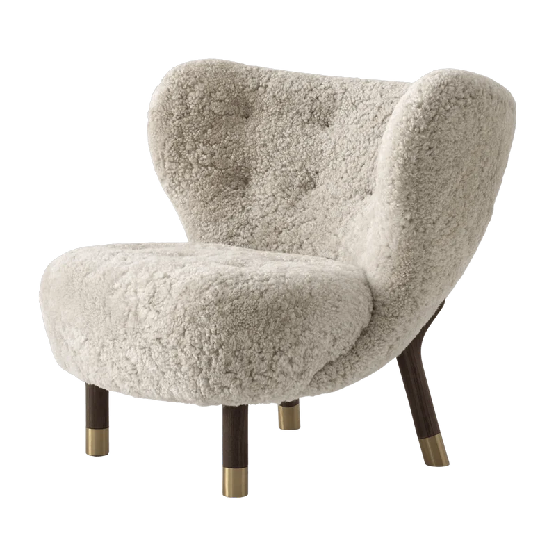 Fauteuil noyer et peau de mouton détails laiton Little Petra VB1 Edition Limitée - &tradition
