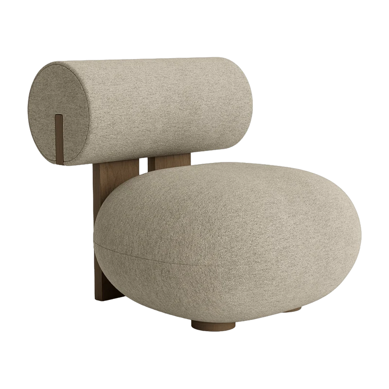 Fauteuil en chêne fumé clair et rembourrage en tissu bouclé Barnum Col 3 Hippo Lounge - NORR11