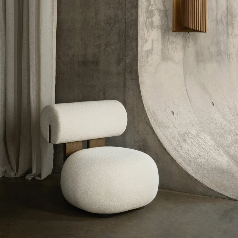 Fauteuil en chêne fumé clair et rembourrage en tissu Barnum Col 24 Hippo Lounge - NORR11