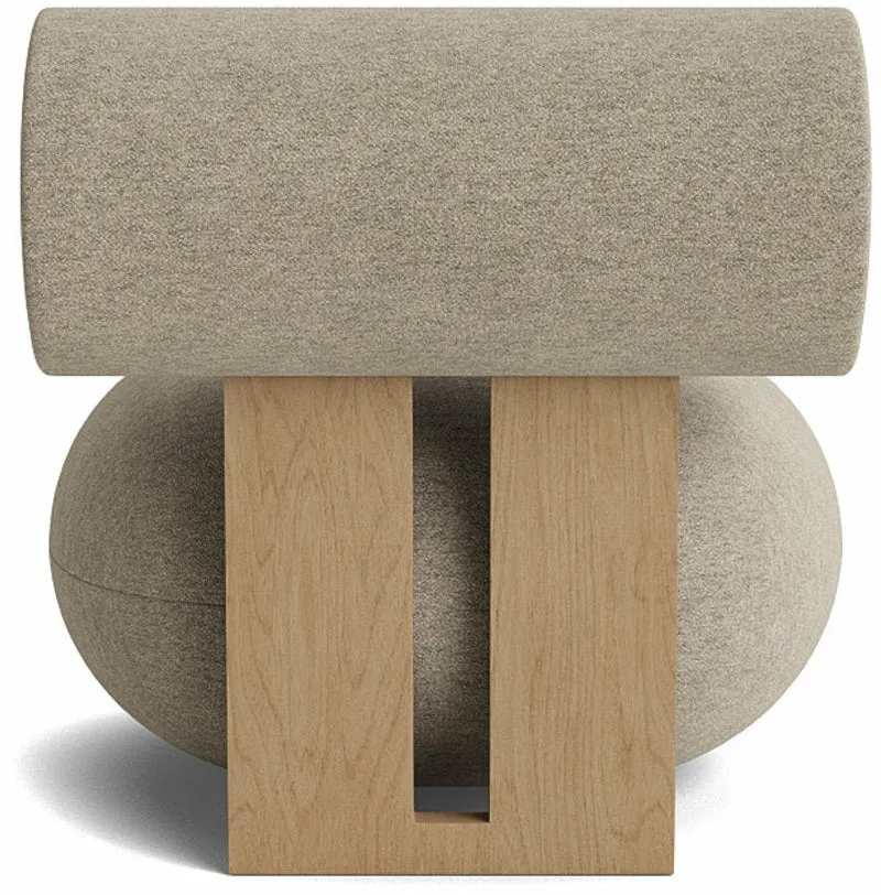 Fauteuil en chêne naturel et rembourrage en tissu bouclé Barnum Col 3 Hippo Lounge - NORR11
