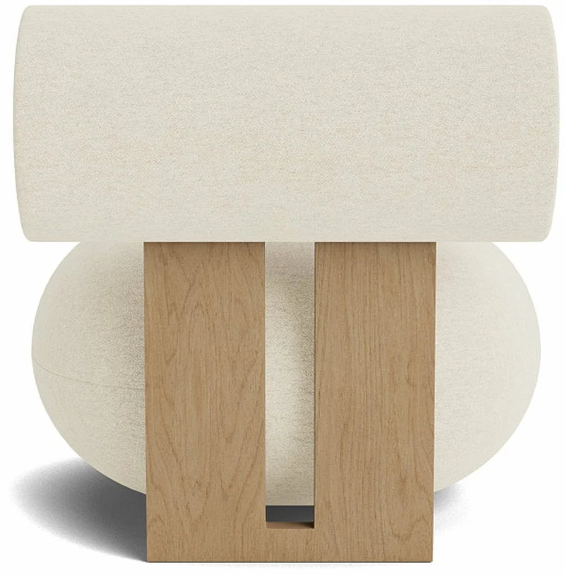Fauteuil en chêne naturel et rembourrage en tissu bouclé Barnum Col 24 Hippo Lounge - NORR11