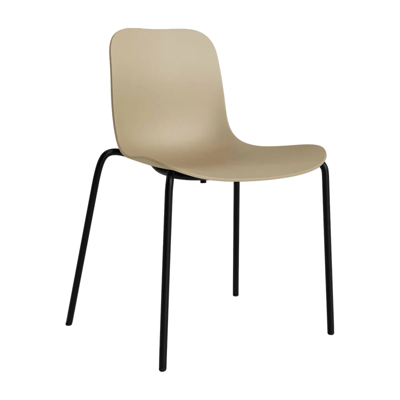 Chaise en aluminium noire et coque en polypropylène écrue Langue - NORR11
