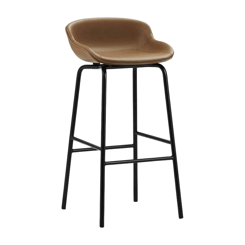 Tabouret de bar en acier et cuir noir 75 cm Hyg - Normann Copenhagen