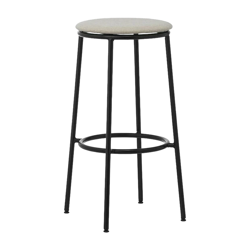 Tabouret de bar en tissu gris clair et acier noir 75 cm Circa MLF20 Sand MLF20 - Normann Copenhagen