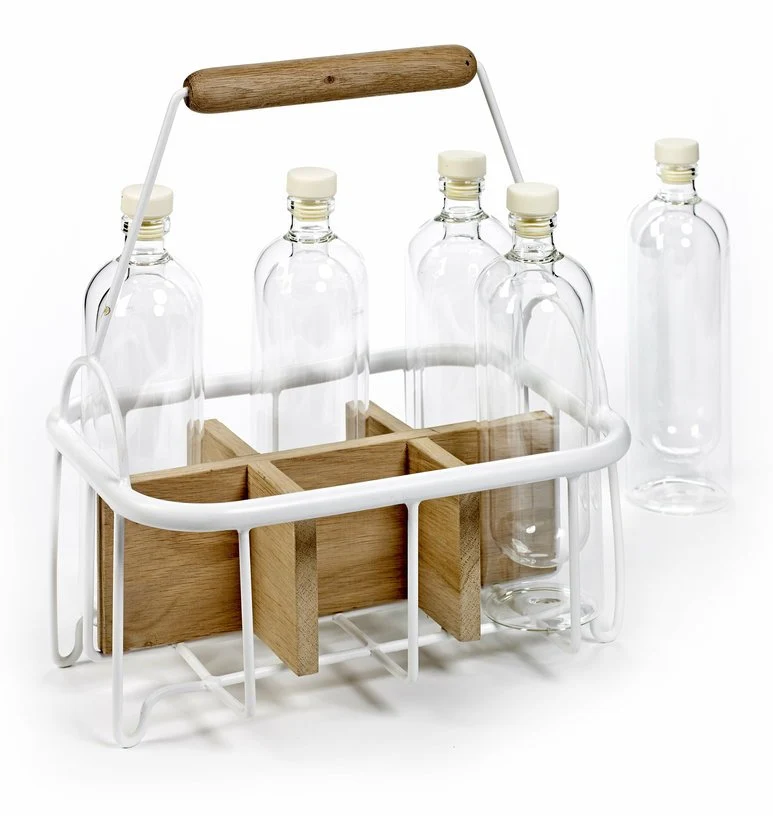 Porte-bouteille en fer blanc et en chêne naturel - Serax