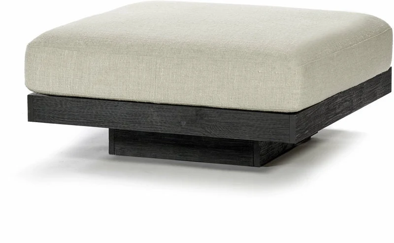 Ottoman en bois noir et aluminium avec coussin blanc os 96 x 110 x 43 cm Rudolph - Serax