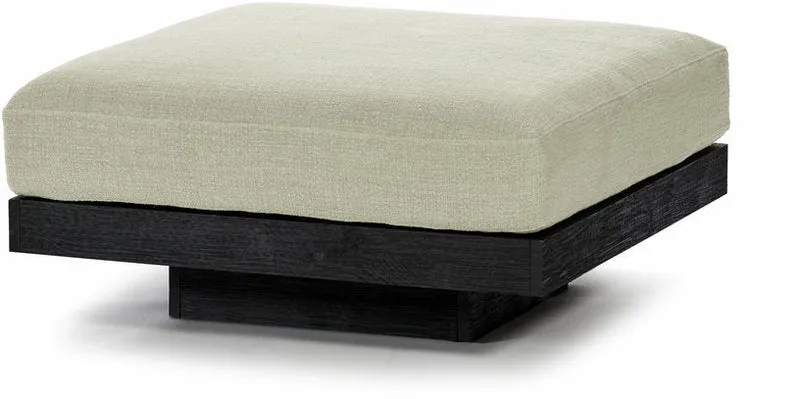 Ottoman en bois noir et aluminium avec coussin sable 96 x 110 x 43 cm Rudolph - Serax