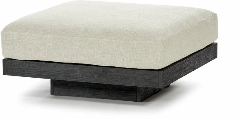 Ottoman en bois noir et aluminium avec coussin beige 96 x 110 x 43 cm Rudolph - Serax