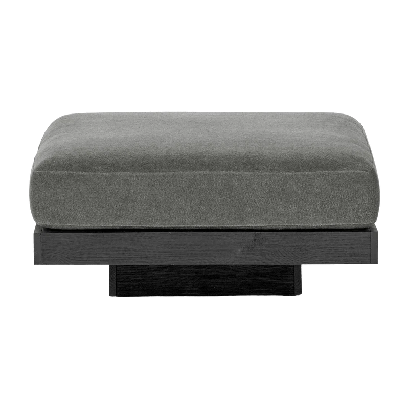 Ottoman en bois noir et aluminium avec coussin fumée 96 x 110 x 43 cm Rudolph - Serax