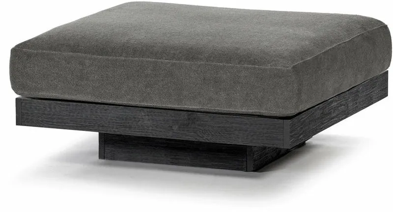 Ottoman en bois noir et aluminium avec coussin fumée 96 x 110 x 43 cm Rudolph - Serax