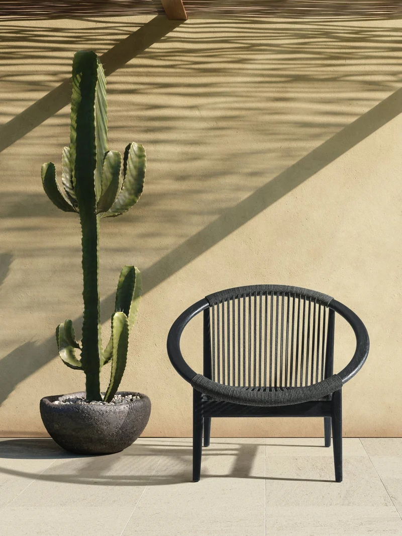 Chaise longue Frida en teck noir avec cordage noir onyx 80 x 91 x 81 cm - Vincent Sheppard
