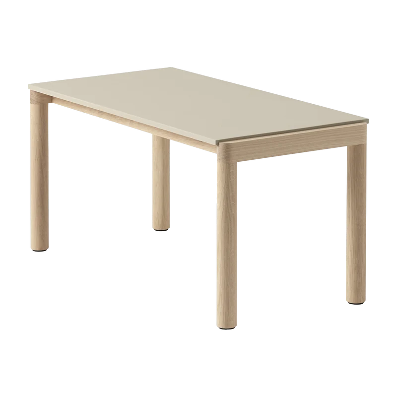 Table basse en grès beige sable lisse et chêne naturel 85 x 40 cm Couple - Muuto