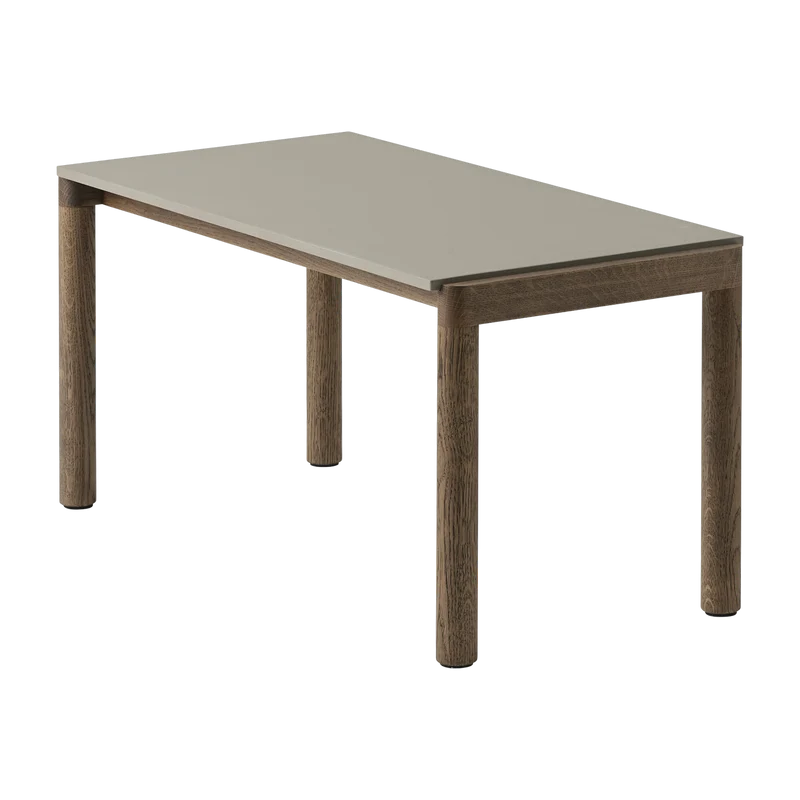 Table basse en grès taupe lisse et chêne foncé 85 x 40 cm Couple - Muuto