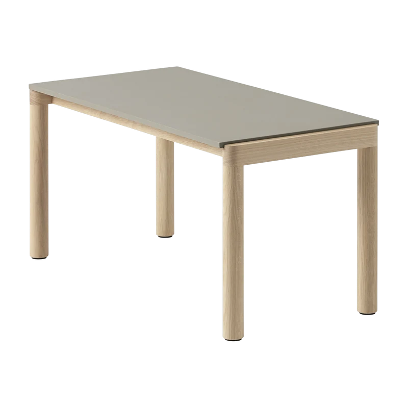 Table basse en grès taupe lisse et chêne naturel 85 x 40 cm Couple - Muuto